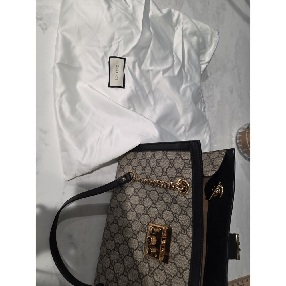 GUCCI GG Supreme Monogram Medium Padlock Tote Green Bag Authentic with Packaging - Picture 10 of 16